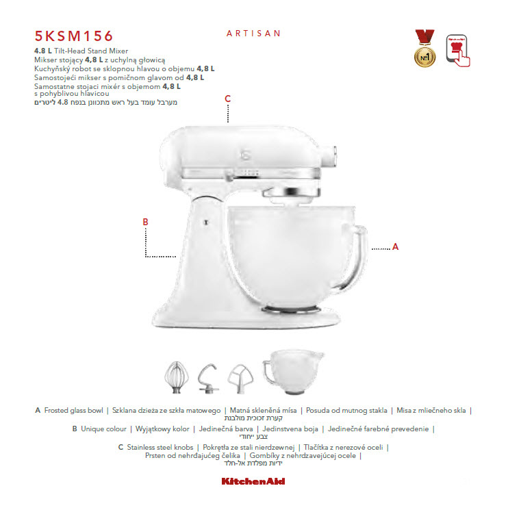 kuchysk robot KitchenAid Artisan 5Ksm156 popis